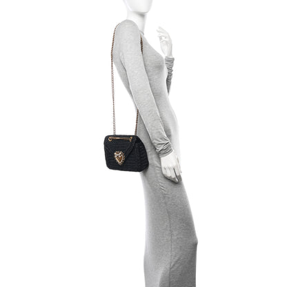 Dolce & Gabbana Raffia Woven Devotion Envelope Shoulder Bag Black 2 of 9