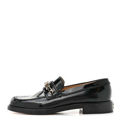 Chanel Shiny Calfskin Logo Loafers 39 Black 1 of 9
