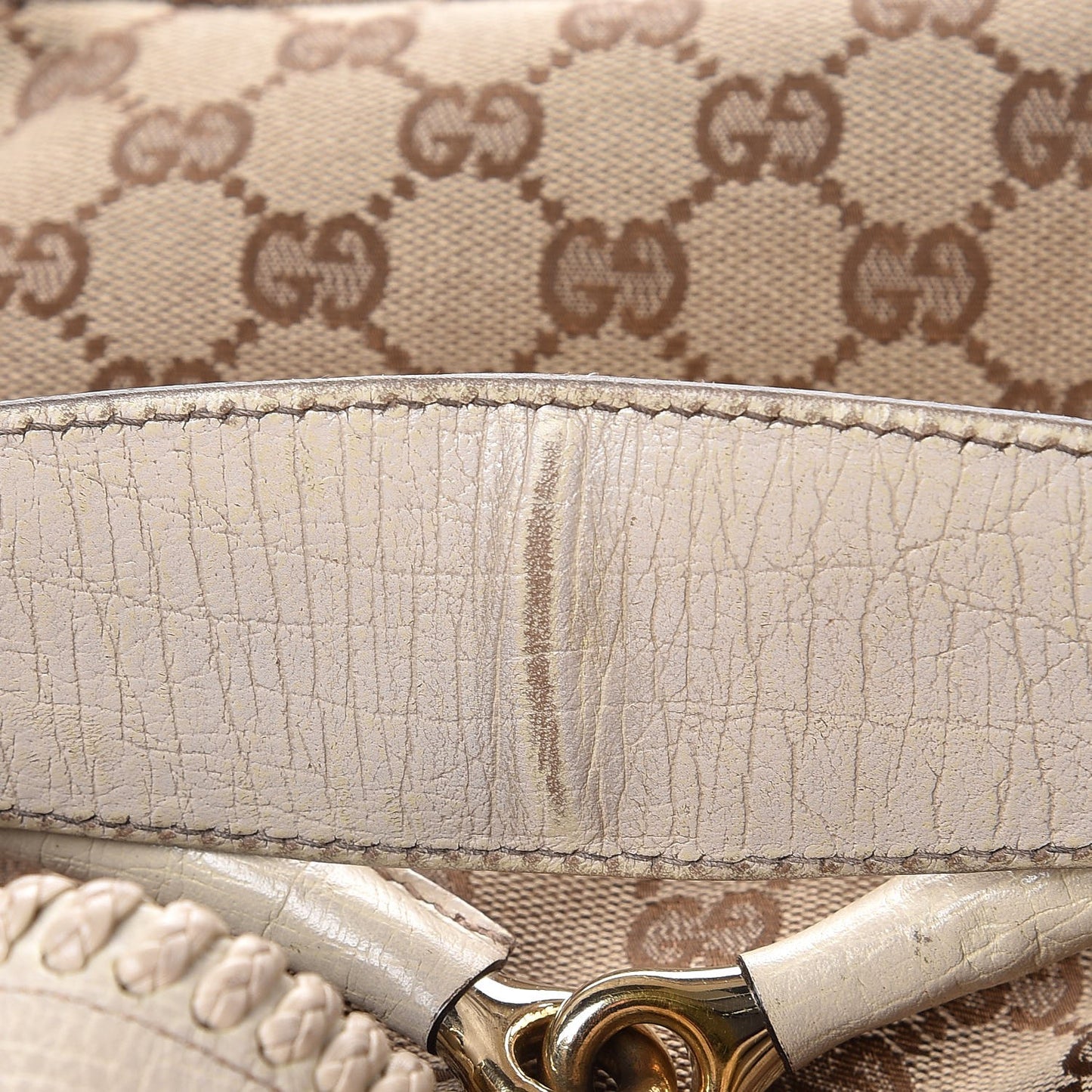 Monogram Large Horsebit Chain Hobo Off White