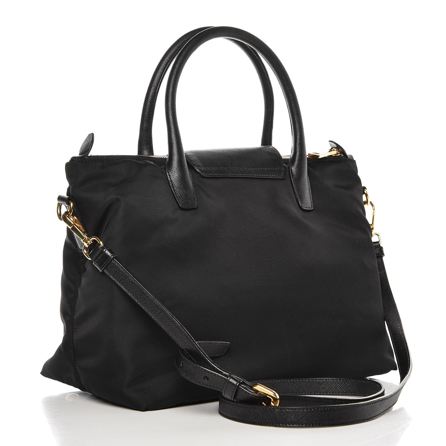 Prada Saffiano Tessuto Nylon Tote Nero Black 4 of 9