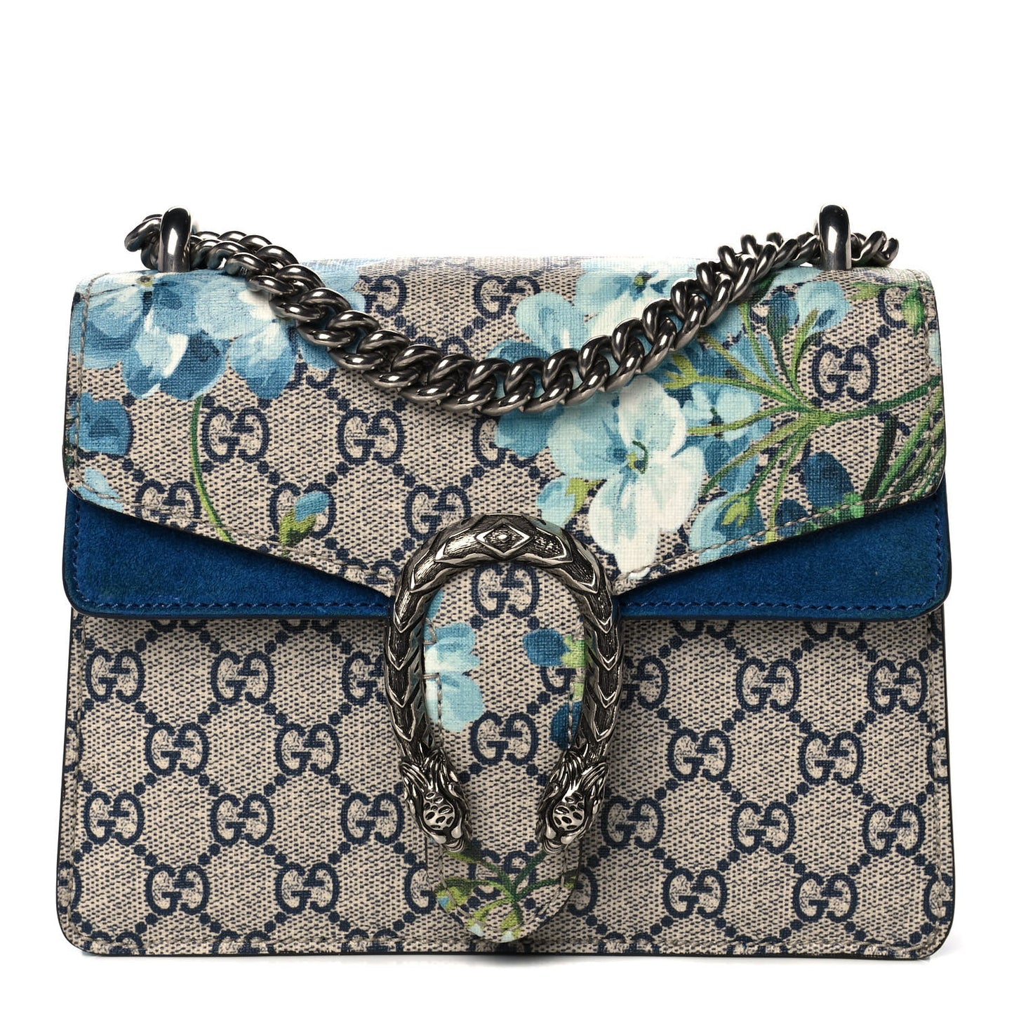 GG Supreme Monogram Blooms Mini Dionysus Shoulder Bag Beige Navy Vintage Blue