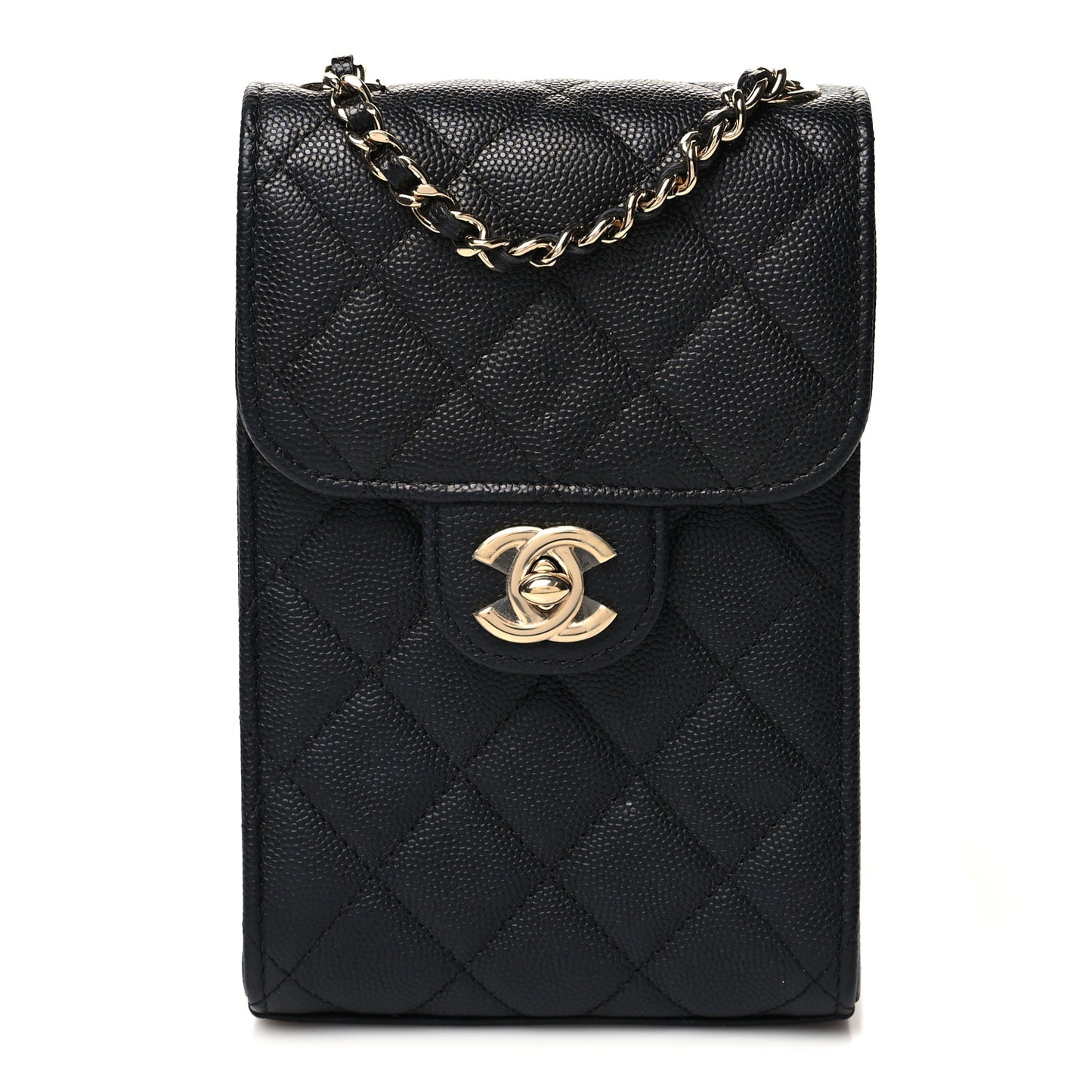 Caviar Quilted Classic Phone Holder Black