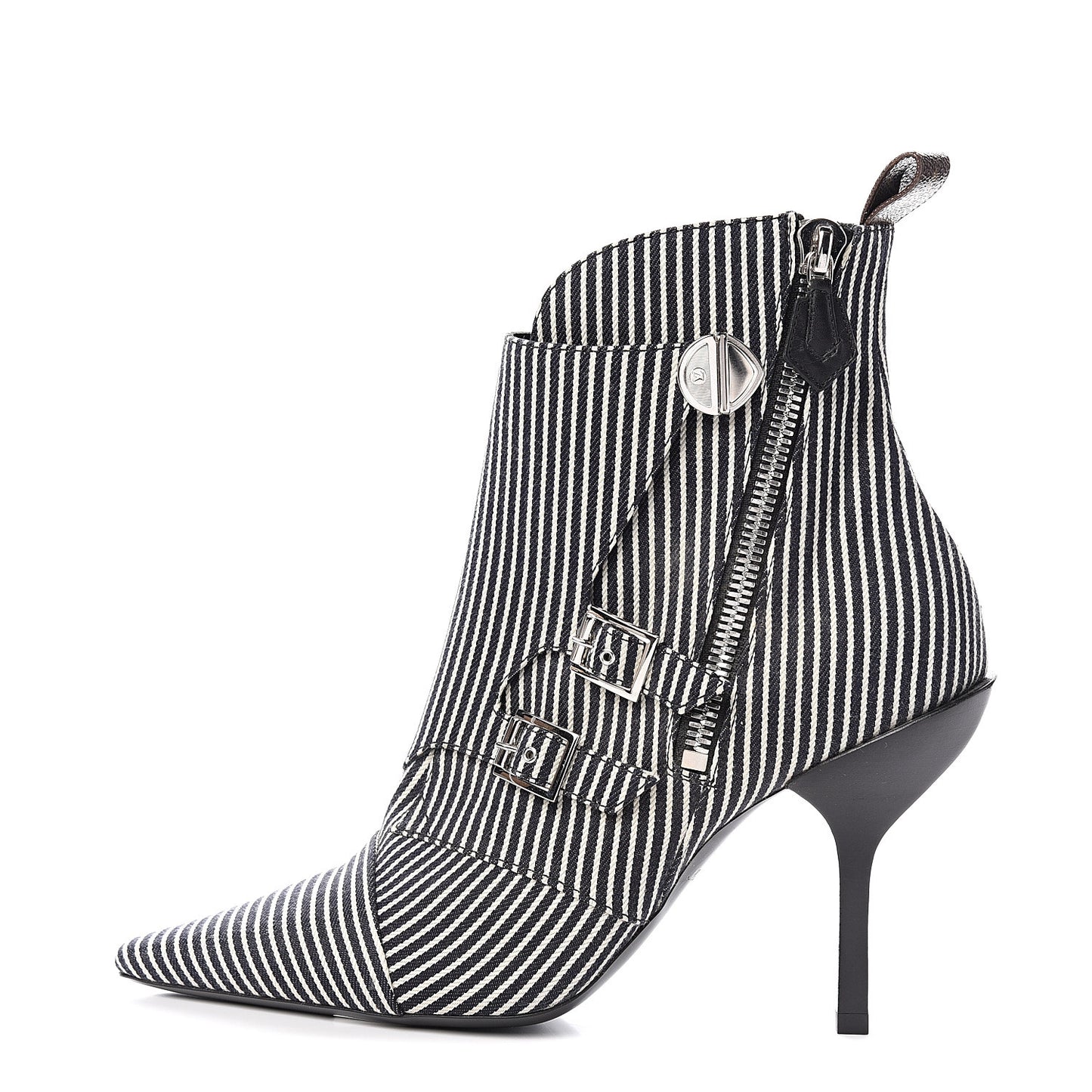 Canvas Striped Janet Ankle Boots 41 Black