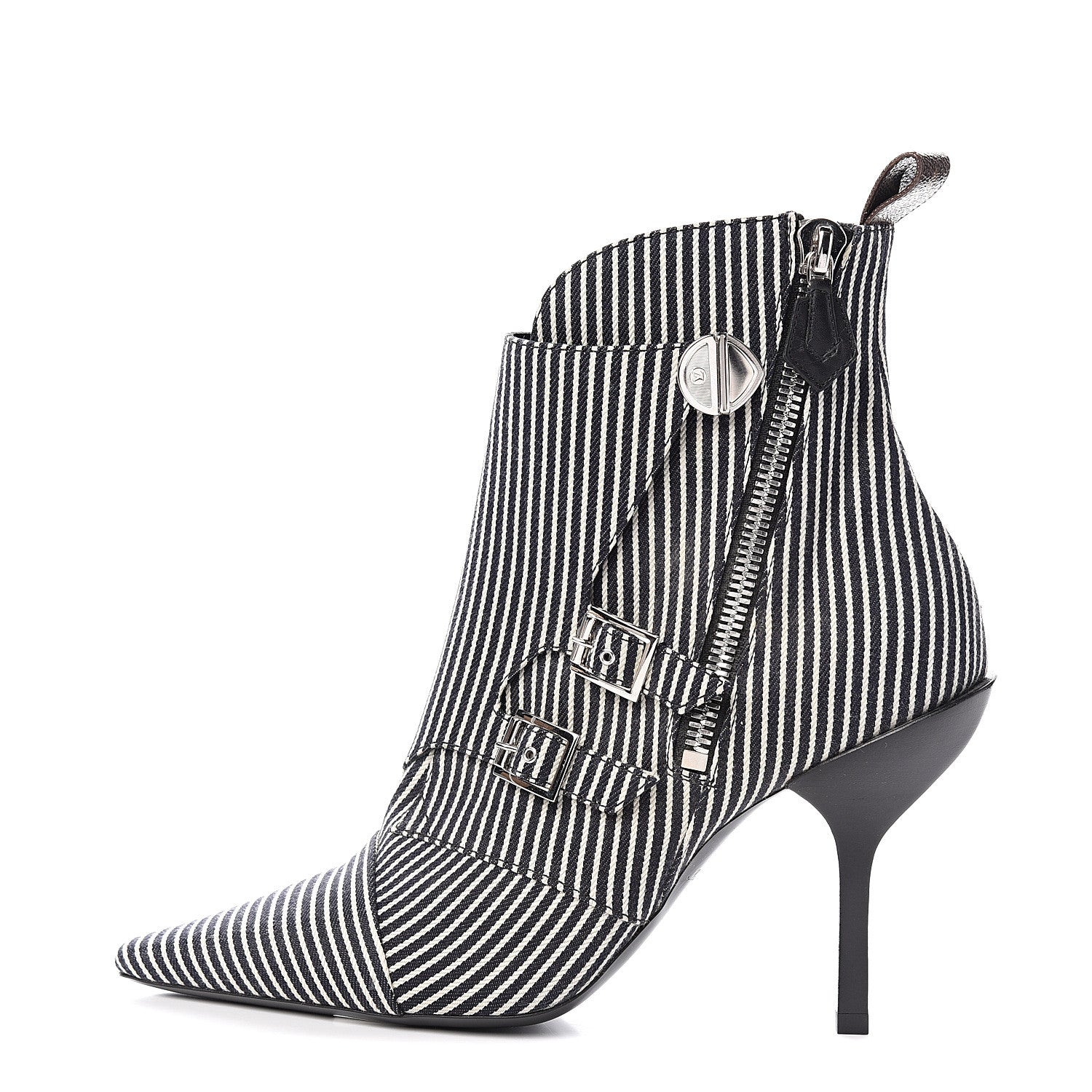 Louis Vuitton Canvas Striped Janet Ankle Boots 41 Black 1 of 8