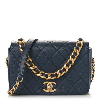 Chanel Caviar Quilted Small Fashion Therapy Flap Bag Navy Blue 1 of 11