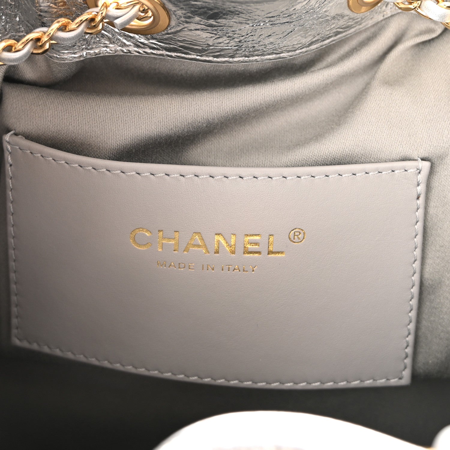 Chanel Metallic Aged Calfskin Quilted Small Chanel 25 Handbag Silvery 10 of 21