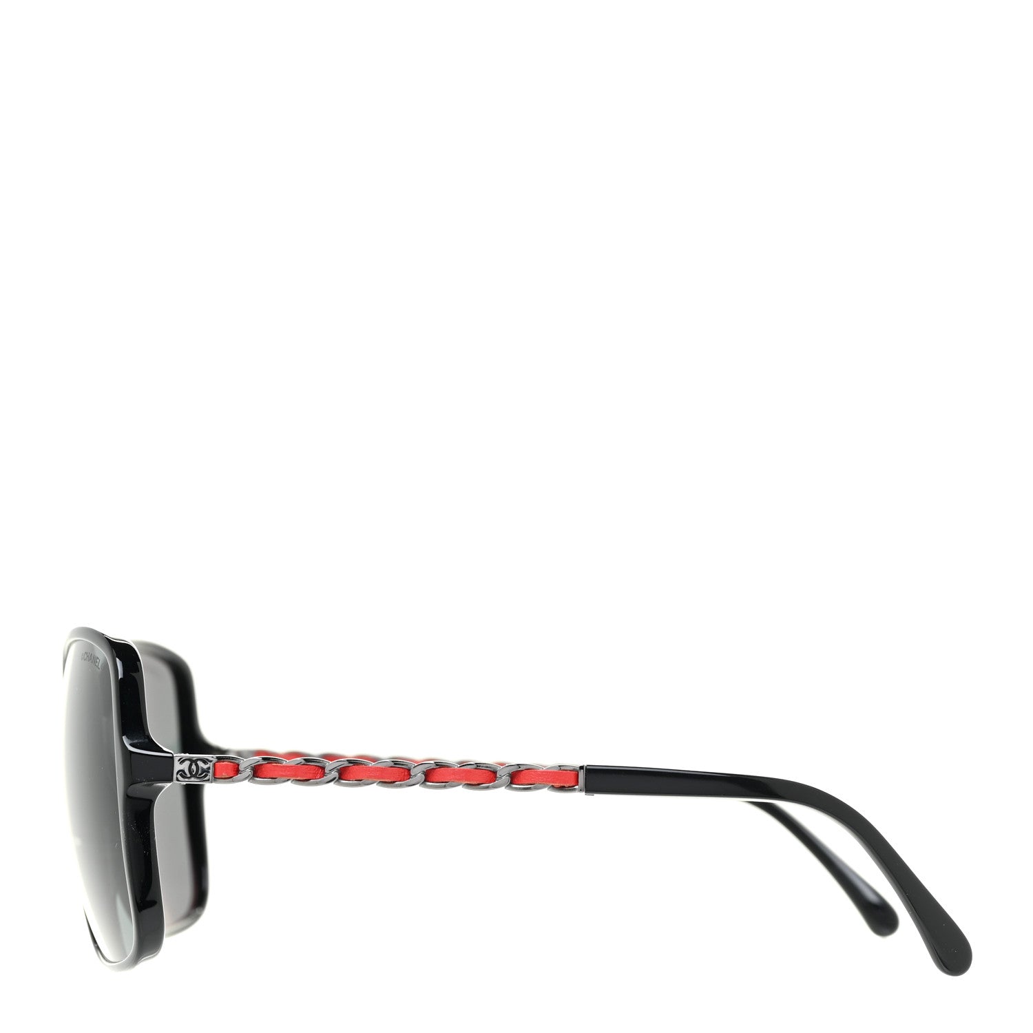 Chanel Lambskin Square Chain Sunglasses 5210-Q Black Red 3 of 8