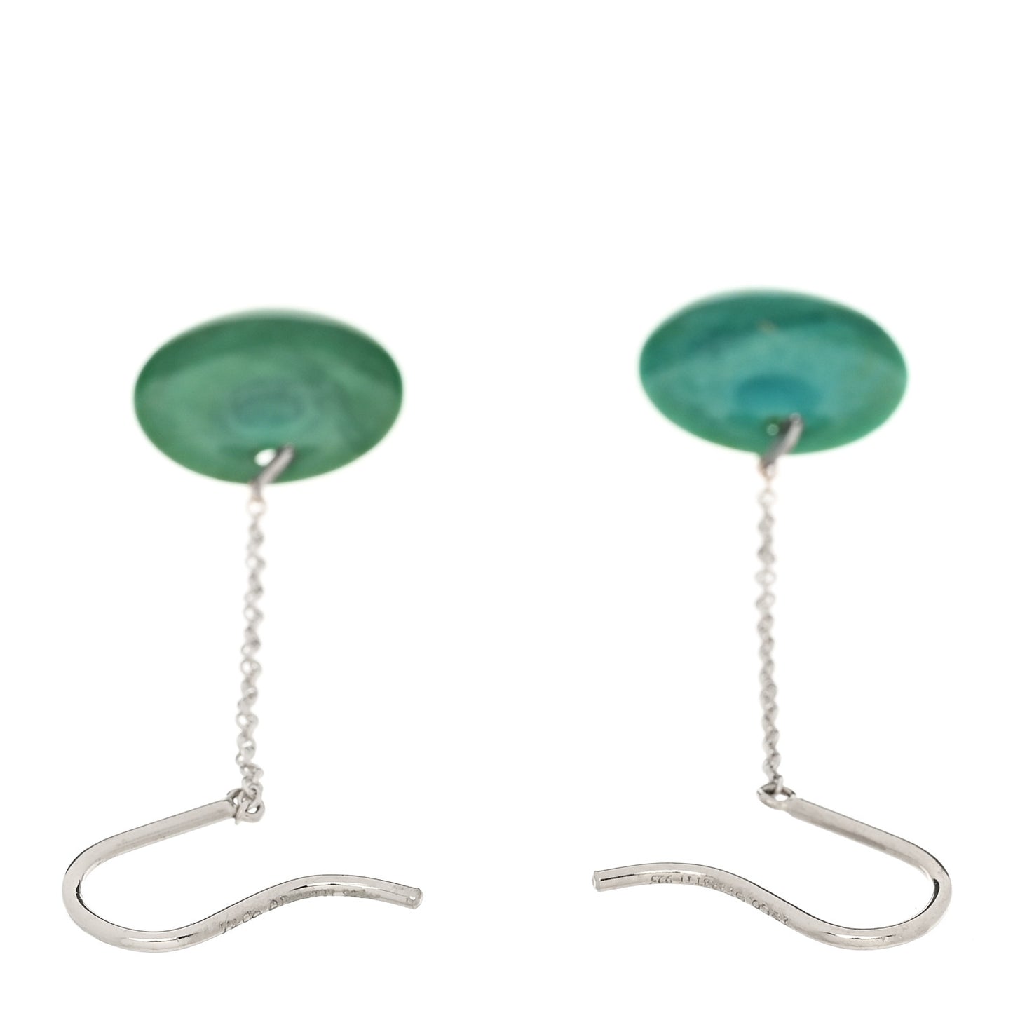 Sterling Silver Turquoise Elsa Peretti Disc Drop Earrings