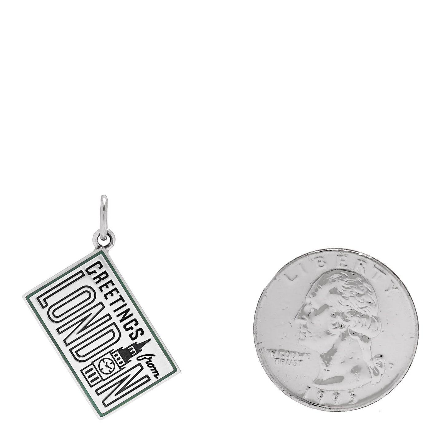 Sterling Silver Enamel London Postcard Charm Blue