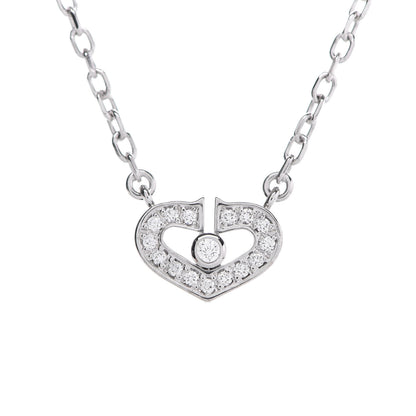 Cartier 18K White Gold Diamond Extra Small C Hearts And Symbols Necklace 6 of 6