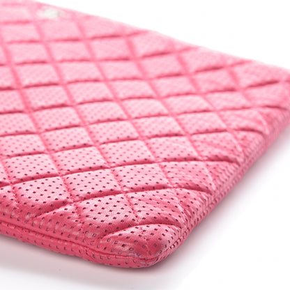 Chanel Perforated Lambskin Quilted Large Cosmetic Case Pink 15 of 15