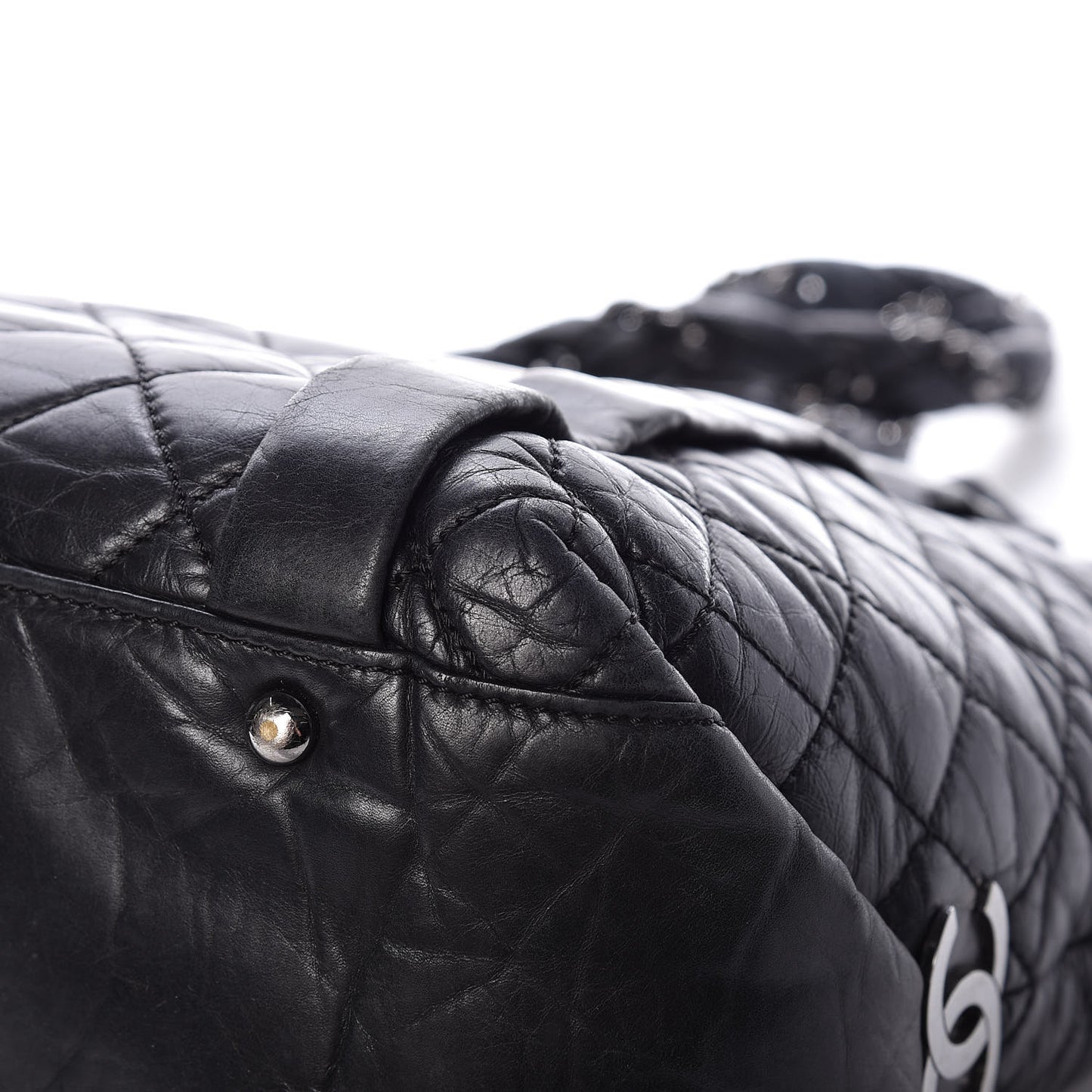 Aged Calfskin Vintage Ligne Lady Braid Tote Black