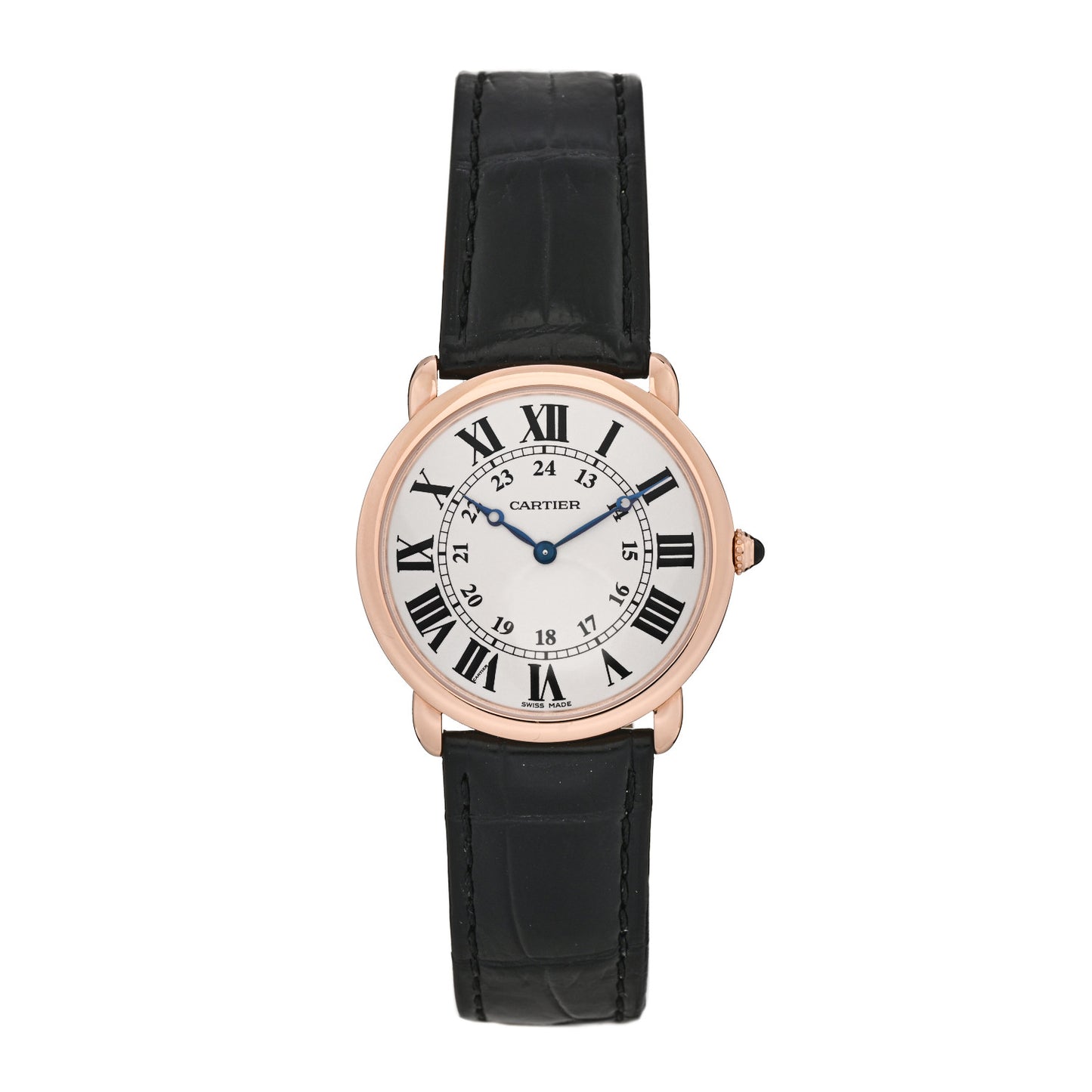 18K Pink Gold Alligator 36mm Ronde Louis Manual Winding Watch Black