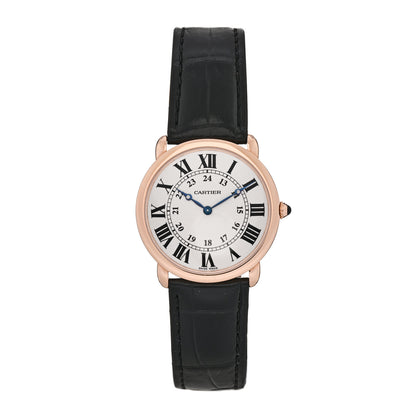 Cartier 18K Pink Gold Alligator 36mm Ronde Louis Manual Winding Watch Black 1 of 5