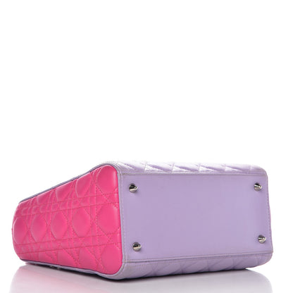 Christian Dior Lambskin Cannage Medium Bi-Color Lady Dior Pink Purple 4 of 17