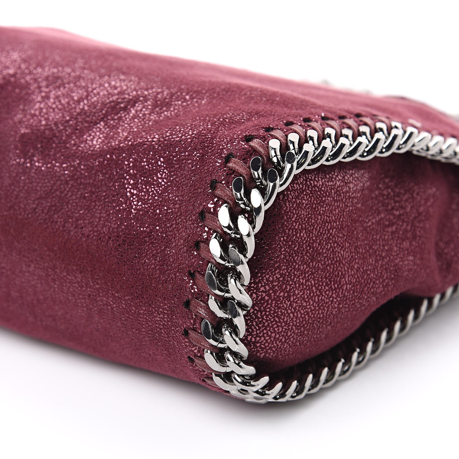Stella McCartney Metallic Crackle Mini Falabella Fold Over Tote Burgundy 8 of 8