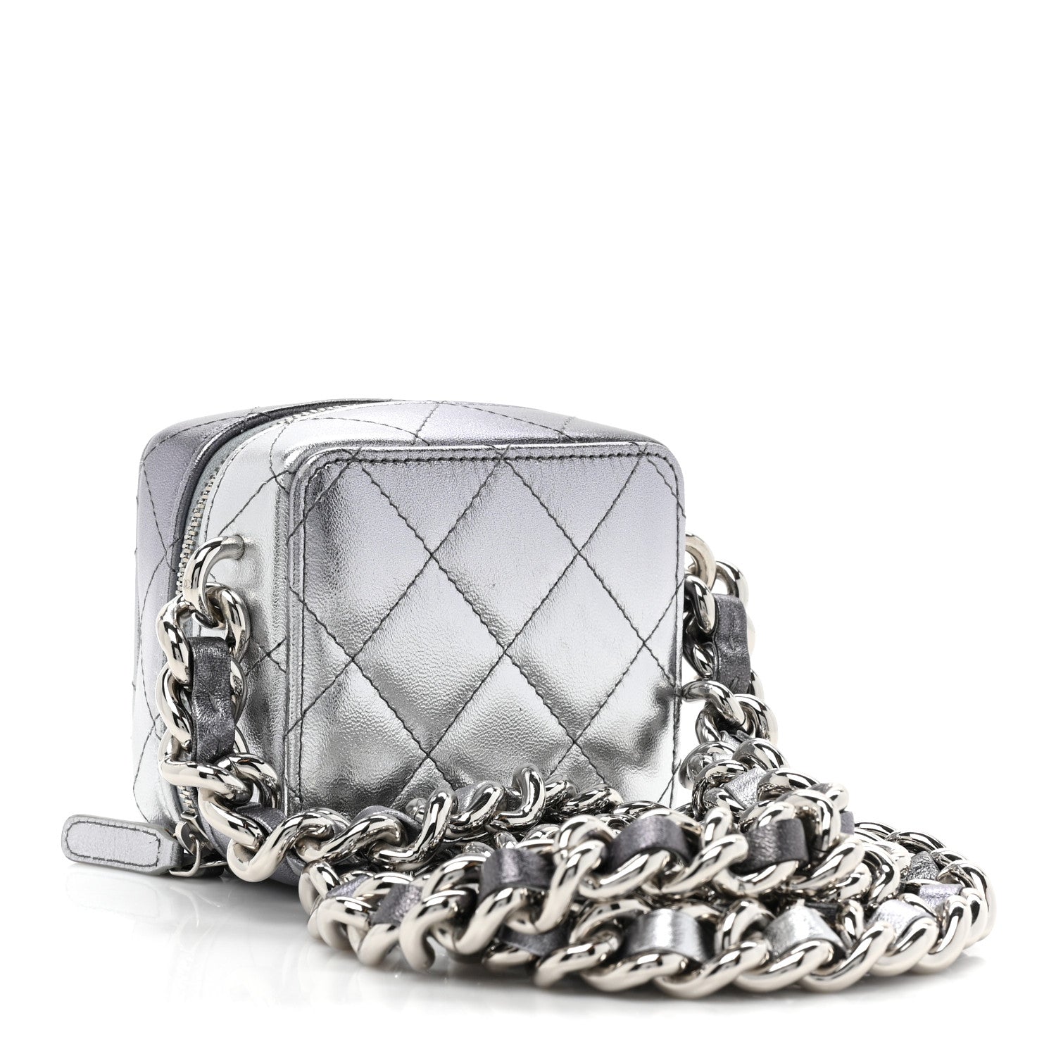 Chanel Gradient Metallic Lambskin Quilted Like A Wallet Clutch With Chain Silver Purple 3 of 11