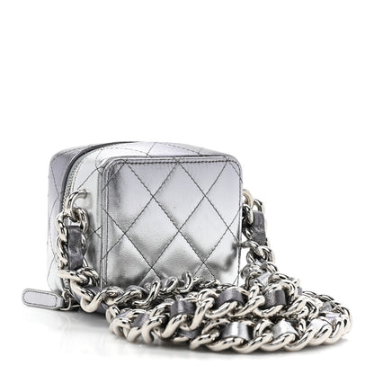 Chanel Gradient Metallic Lambskin Quilted Like A Wallet Clutch With Chain Silver Purple 3 of 11