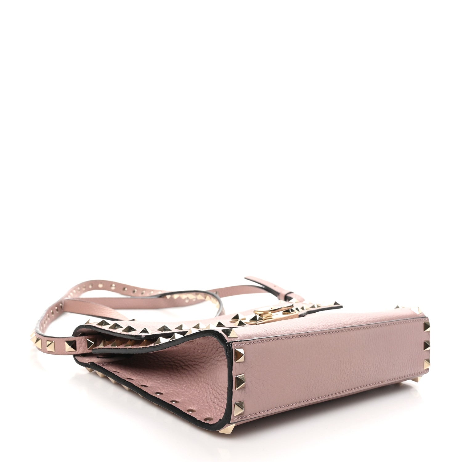 Valentino Garavani Pebbled Calfskin Medium Rockstud Flip Lock Crossbody Bag Poudre 4 of 9