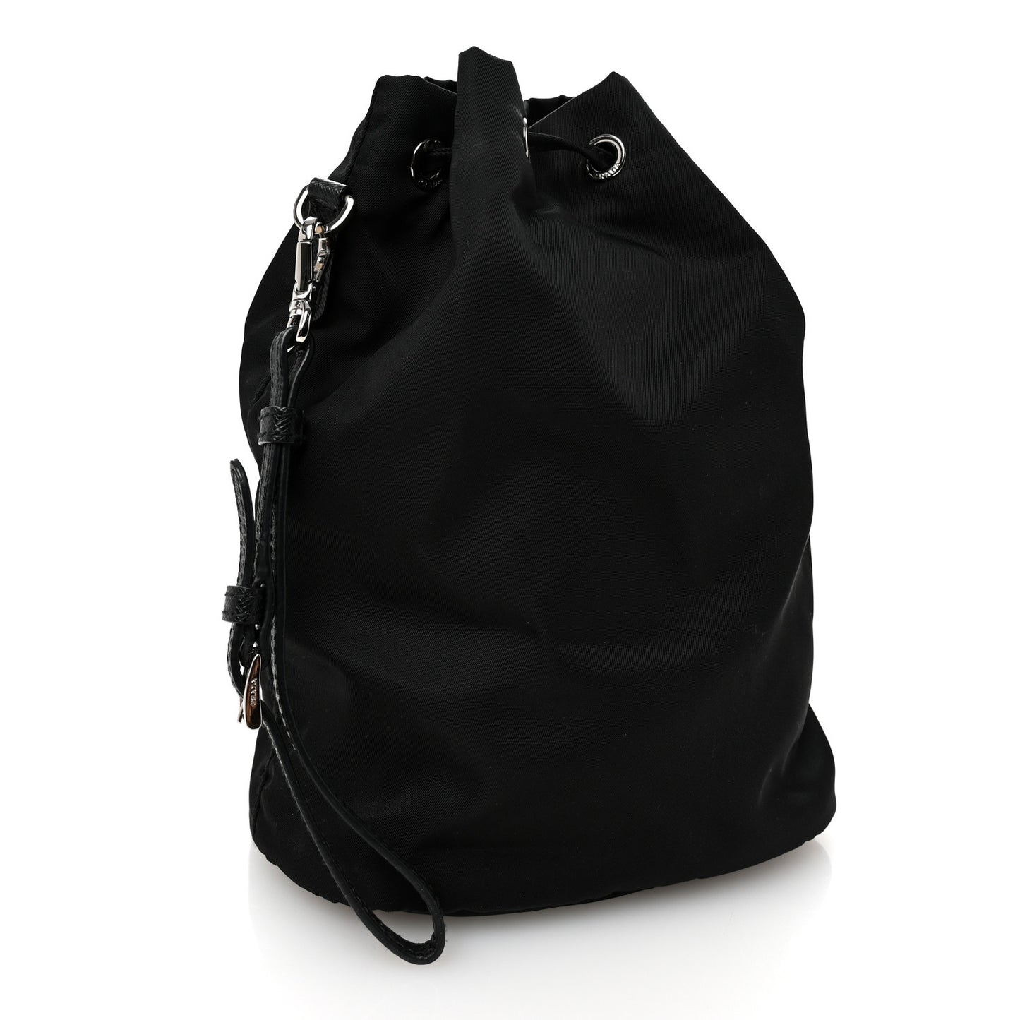 Re-Nylon Saffiano Bucket Wristlet Black