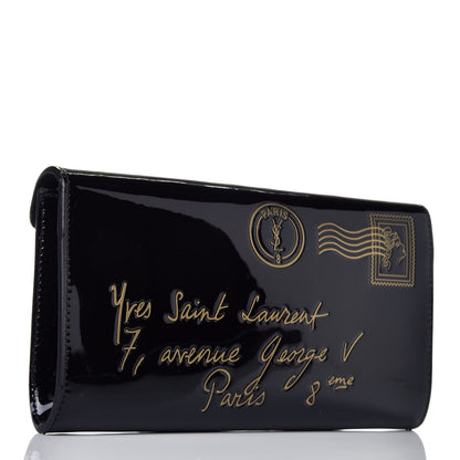 Saint Laurent Patent Y-Mail Clutch Black 3 of 8