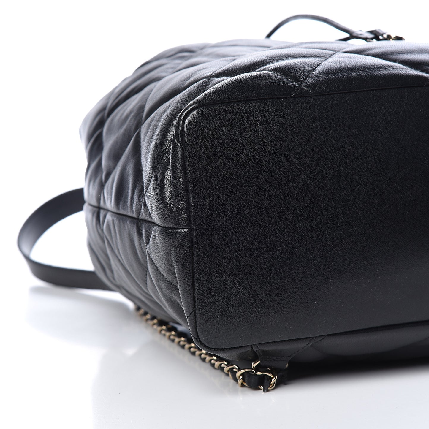 Lambskin Quilted Drawstring Backpack Black