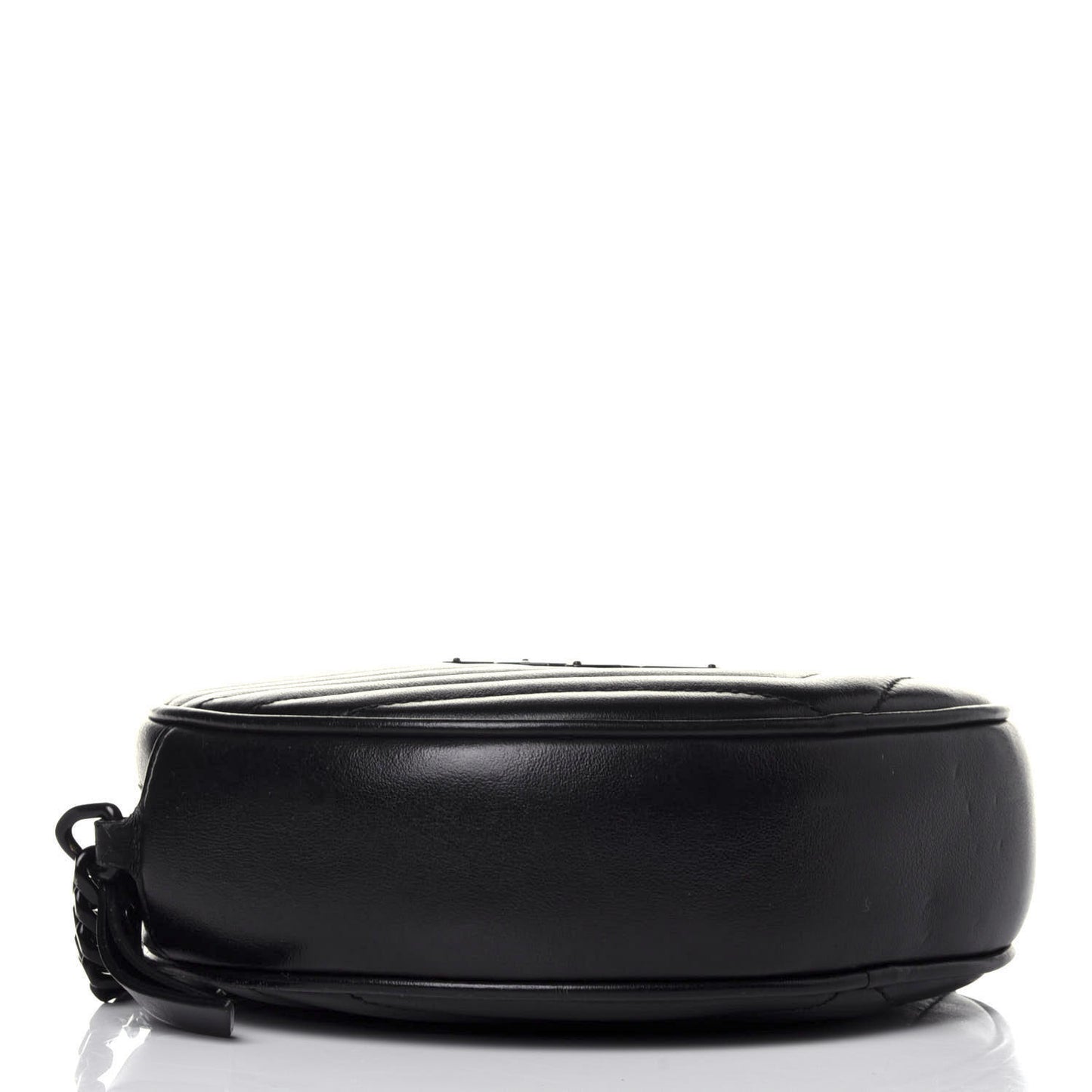 Calfskin Matelasse Chevron Round Vinyle Camera Bag Black
