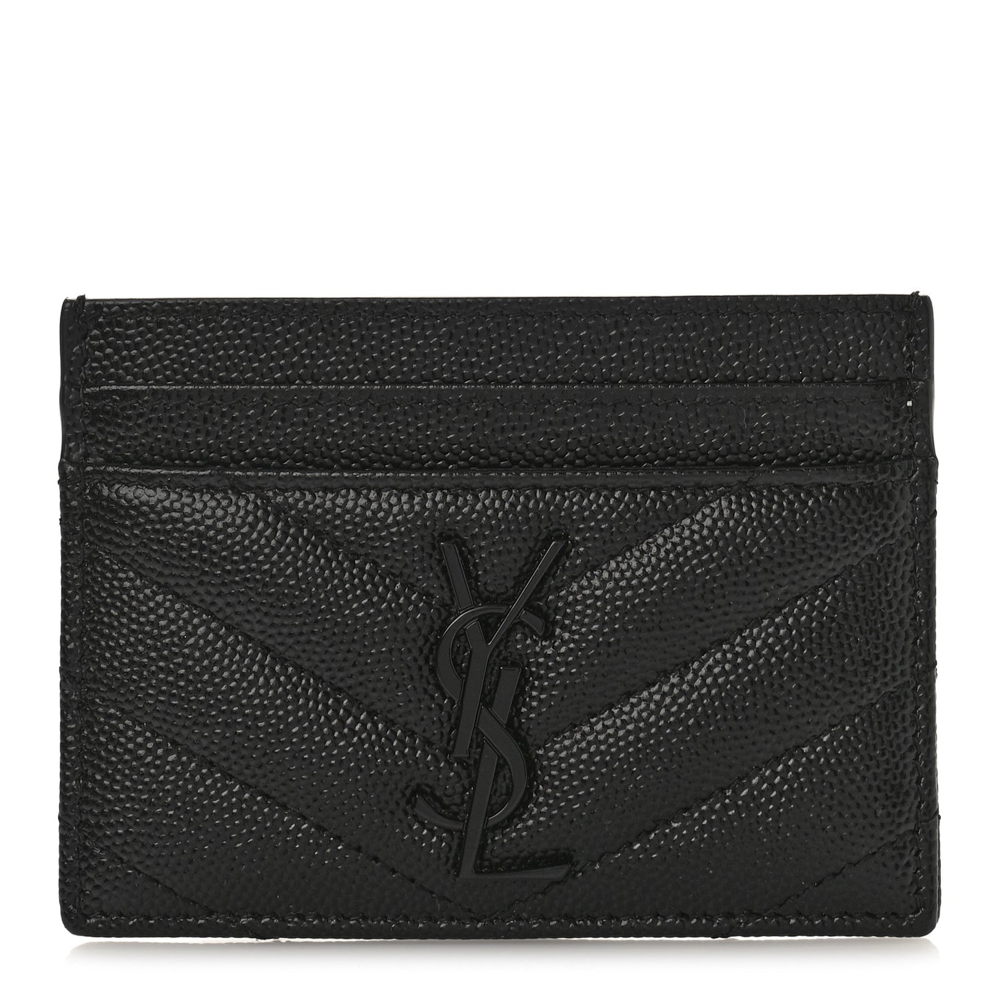 Grain De Poudre Matelasse Chevron Monochrome Monogram Credit Card Case Black