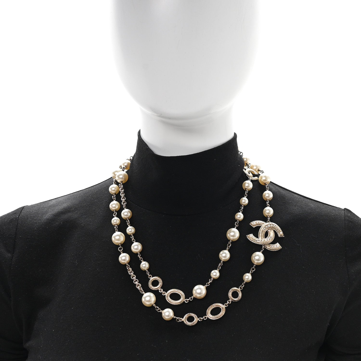 Chanel Pearl CC Necklace Light Gold 2 of 5