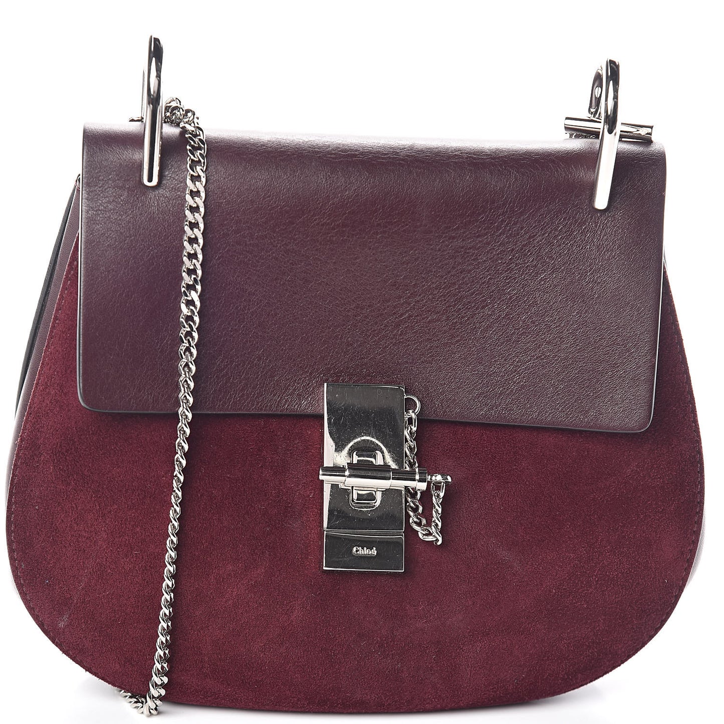 Suede Smooth Calfskin Drew Shoulder Bag Dark Purple