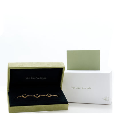 Van Cleef & Arpels 18K Yellow Gold Black Onyx 5 Motifs Vintage Alhambra Bracelet 4 of 4