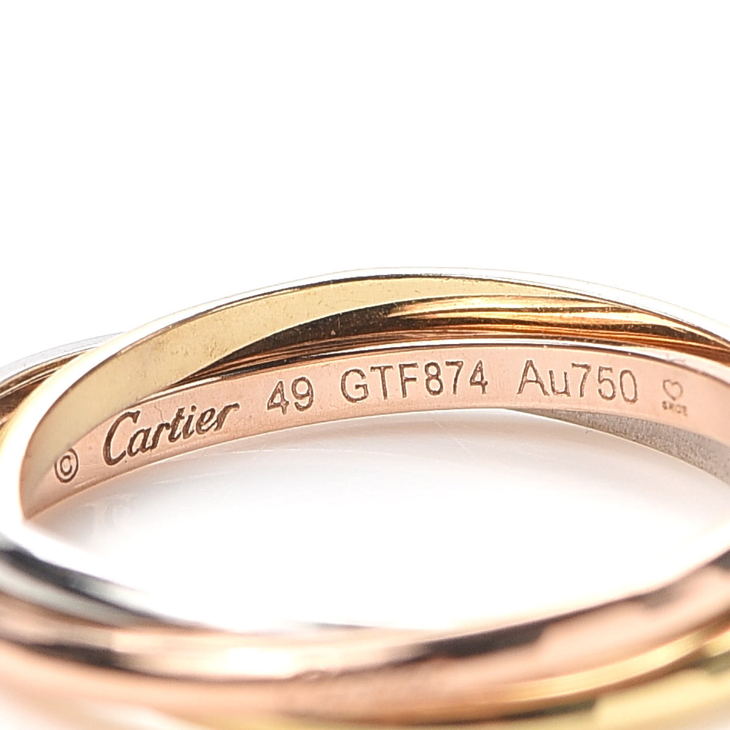 18K Pink Yellow White Gold Extra Small Trinity Ring 49 4.75