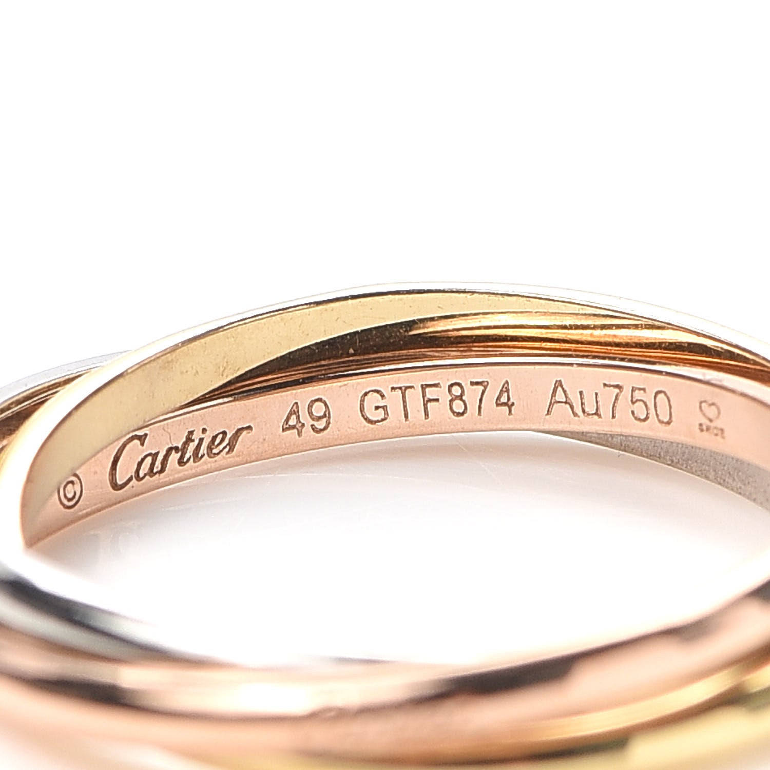 Cartier 18K Pink Yellow White Gold Extra Small Trinity Ring 49 4.75 4 of 5