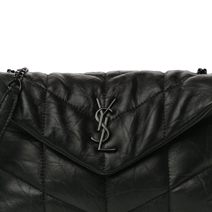 Saint Laurent Calfskin Quilted Toy Loulou Puffer Monogram Monochrome Chain Satchel Black 8 of 11