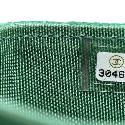 Chanel Caviar Quilted Flap Card Holder Wallet Green 8 of 8