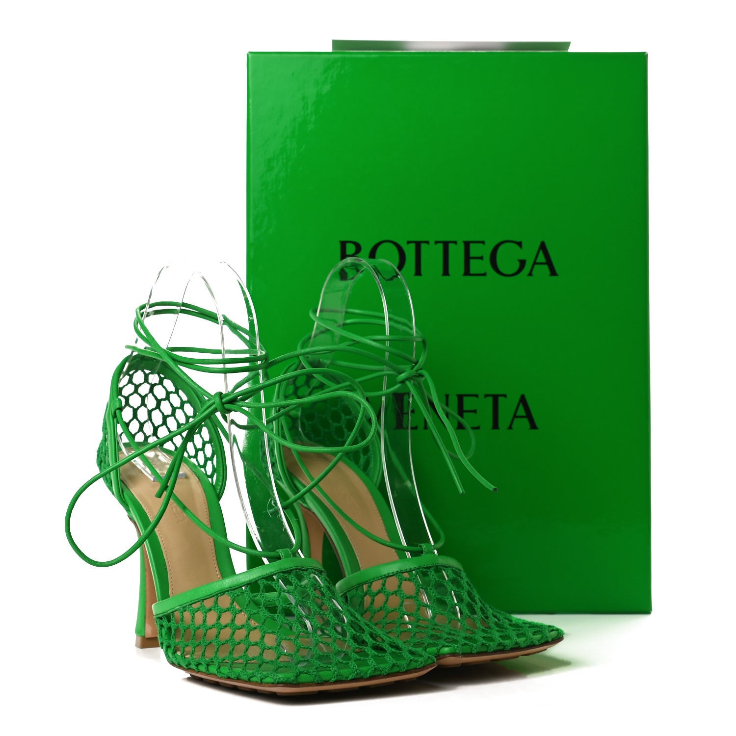 Bottega Veneta Mesh Nappa Stretch Ankle Tie 90mm Sandals 37.5 Grass 8 of 8