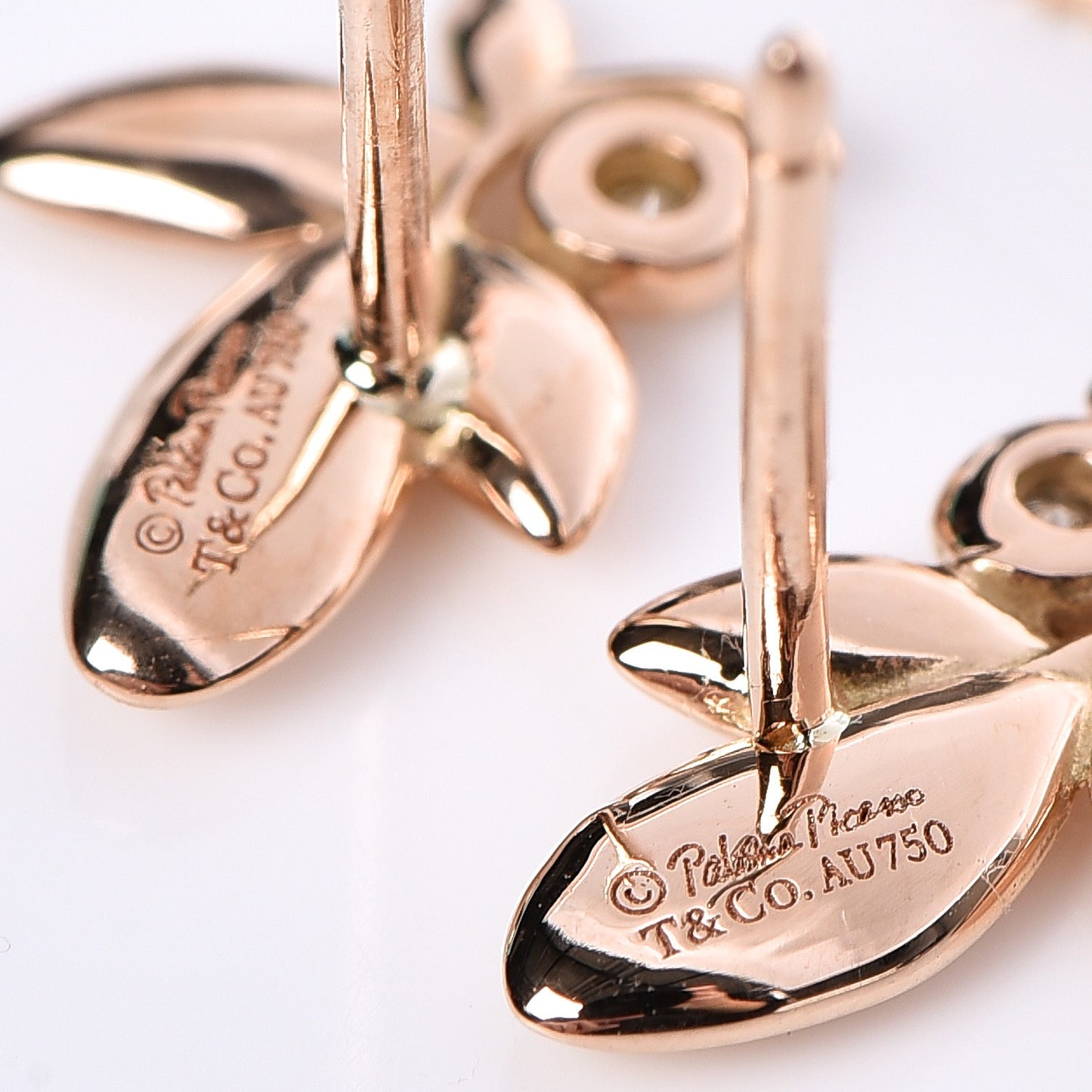 18K Rose Gold Diamond Paloma Picasso Olive Leaf Earrings