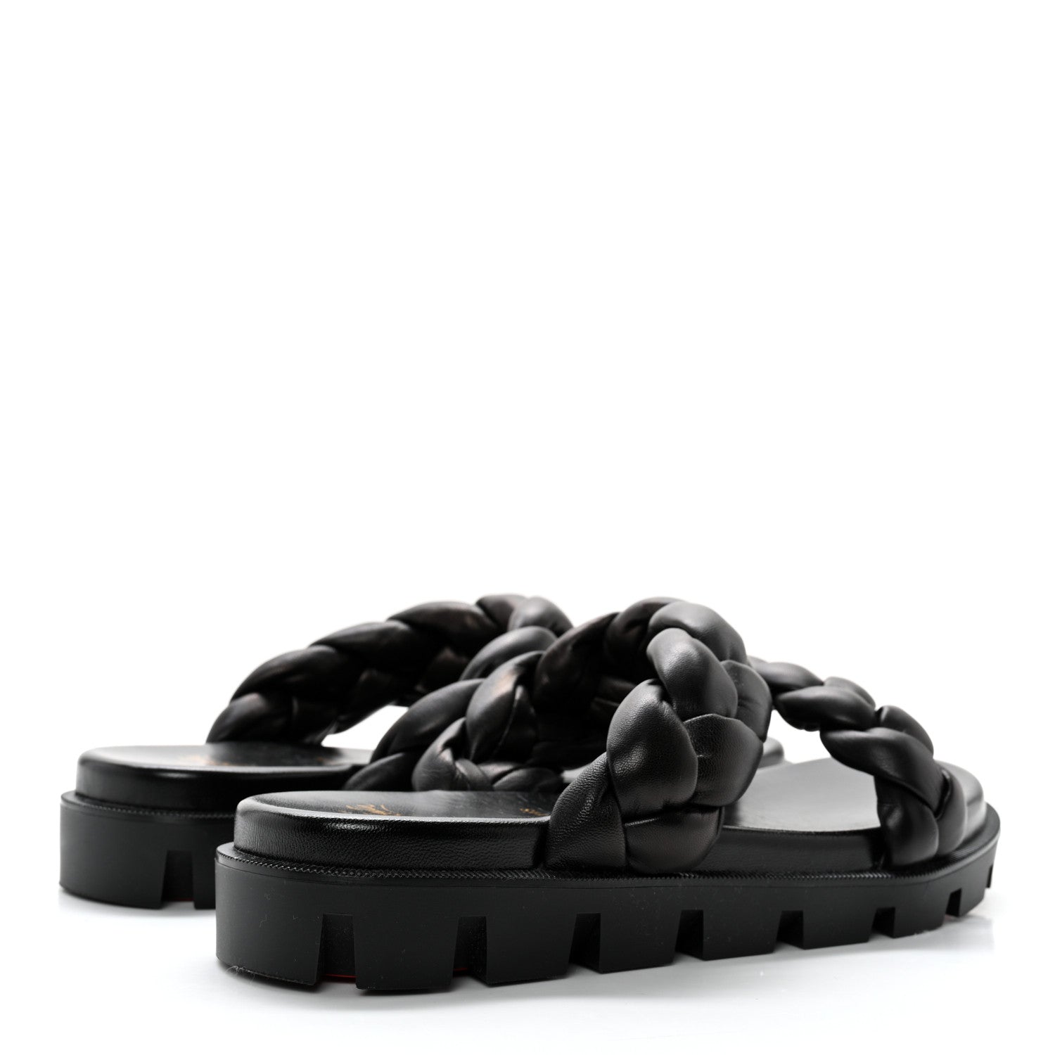 Christian Louboutin Calfskin Braided Just Brio Slide Sandals 39 Black 4 of 10