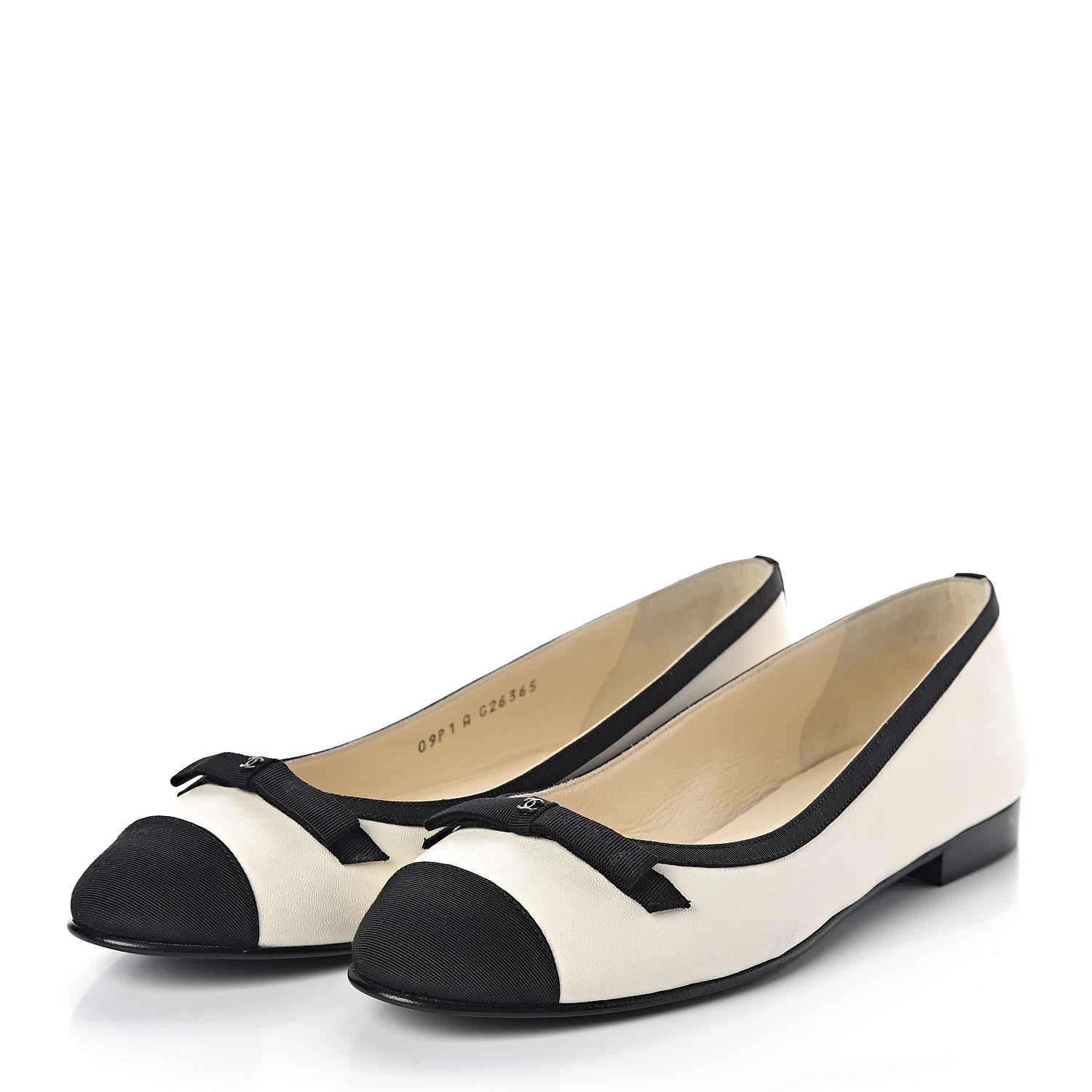 Chanel Lambskin Grosgrain Bow Cap Ballet Flats 38.5 White 3 of 10