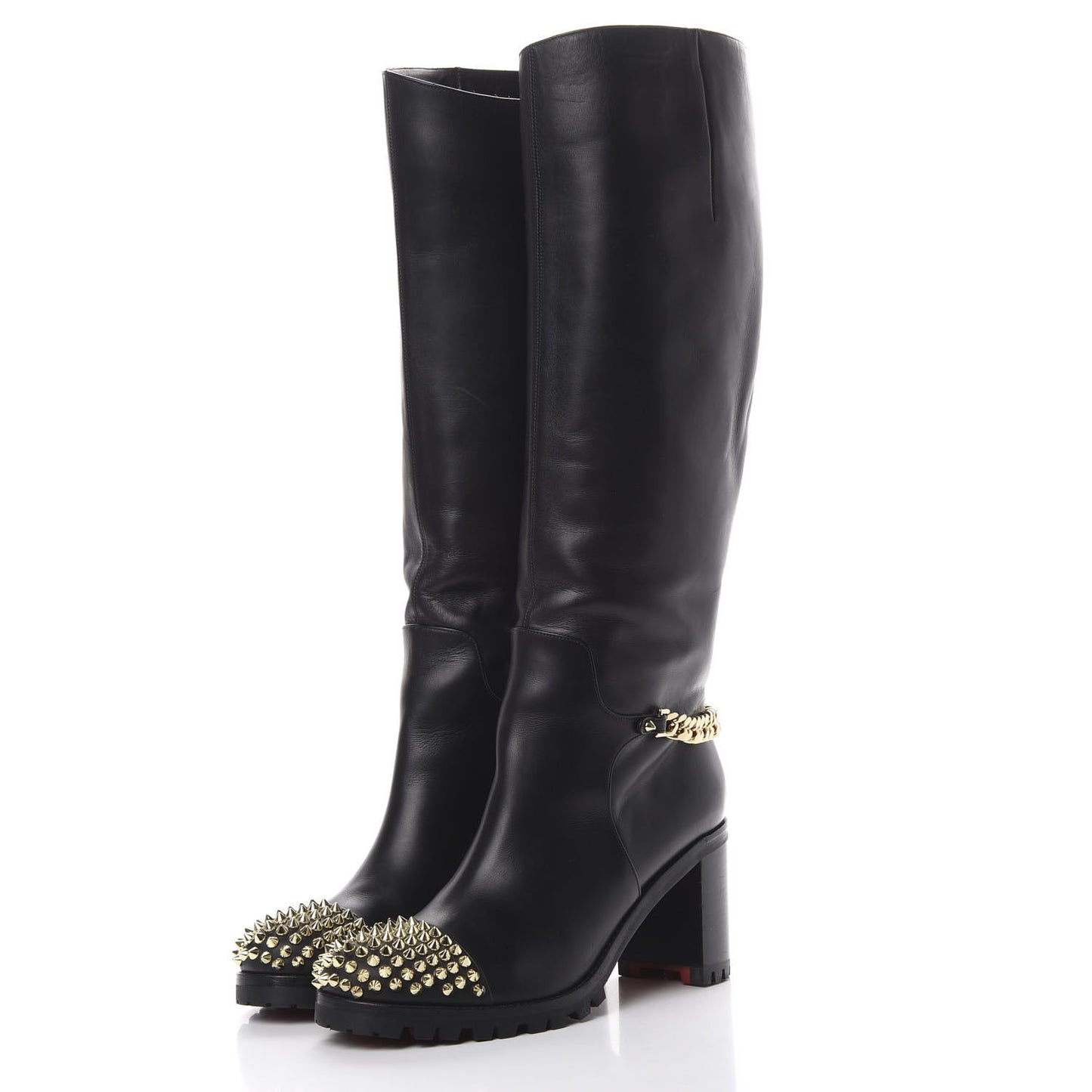 Calfskin Napaleona 70 Spikes Boots 40 Black