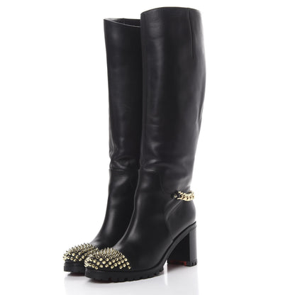 Christian Louboutin Calfskin Napaleona 70 Spikes Boots 40 Black 3 of 15
