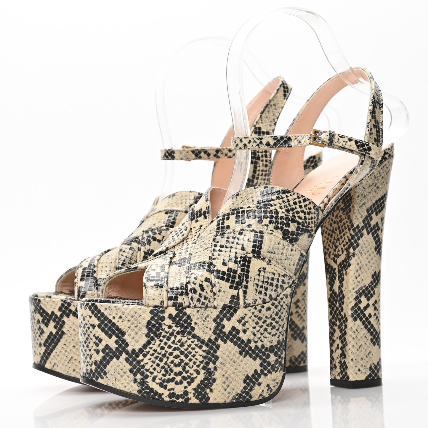 Nappa Calf Python Print Keyla Platform 60/155mm Slingback Sandals 38 Beige Avana
