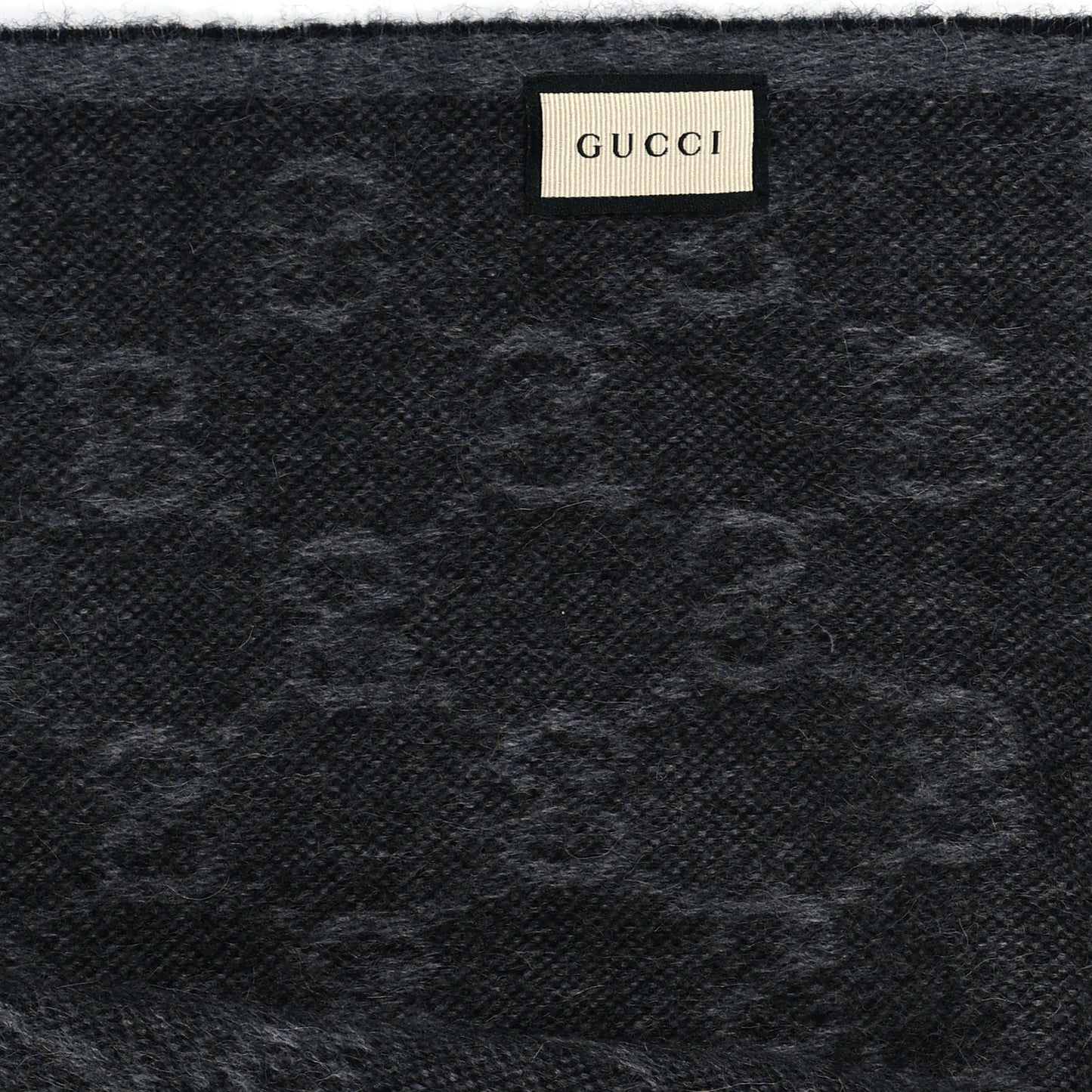 Wool Angora Monogram Web New Nikky Scarf Lead Dark Green