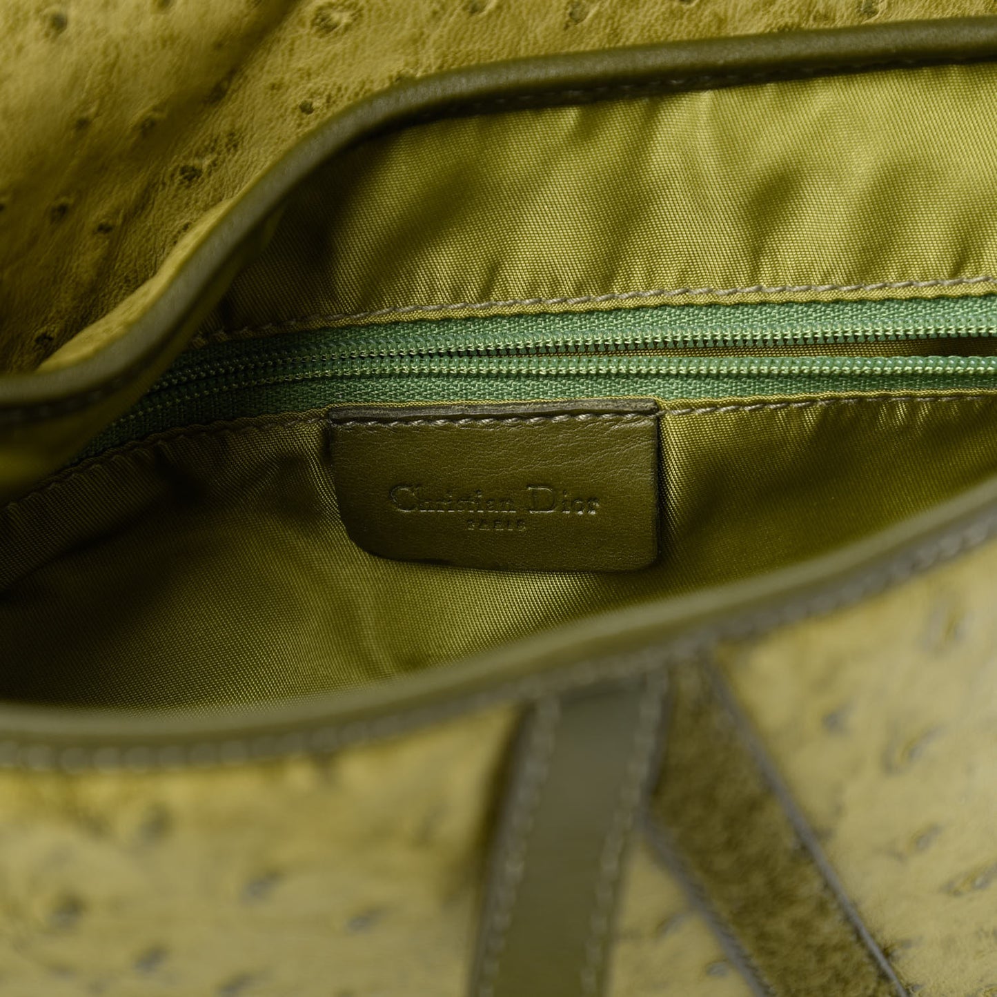 Ostrich Double Saddle Bag Green