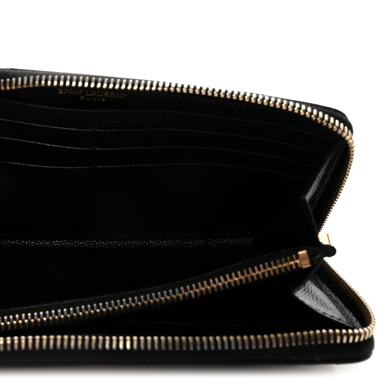 Saint Laurent Grain De Poudre Matelasse Chevron Monogram Zip Around Wallet Black 5 of 6