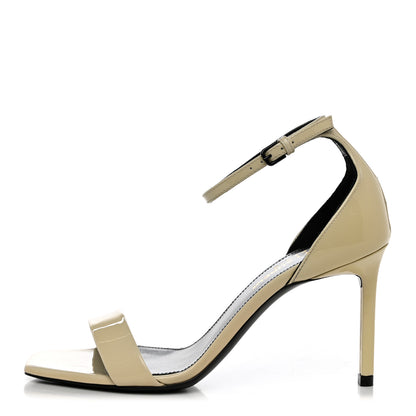 Saint Laurent Patent Calfskin Amber 85 Ankle Strap Sandals 35 Neutro 1 of 8