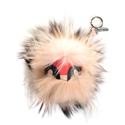 Fendi Mink Fox Fur Vitello Wild Jess Monster Bag Bug Charm Pink 1 of 7