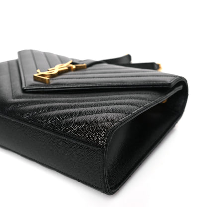 Saint Laurent Grain De Poudre Matelasse Chevron Medium Monogram Satchel Black 8 of 8