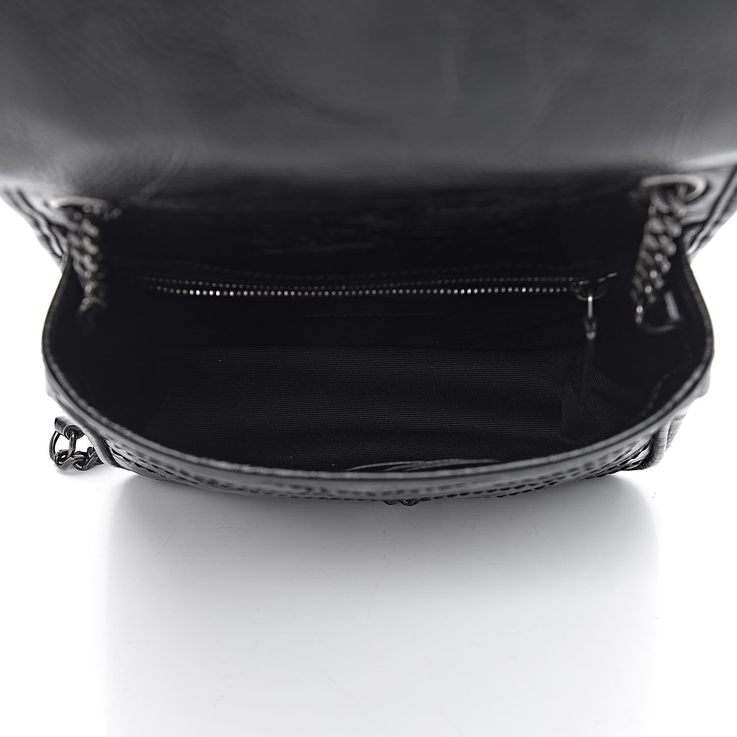 Saint Laurent Crinkled Calfskin Matelasse Monogram Niki Chain Wallet Black 5 of 9