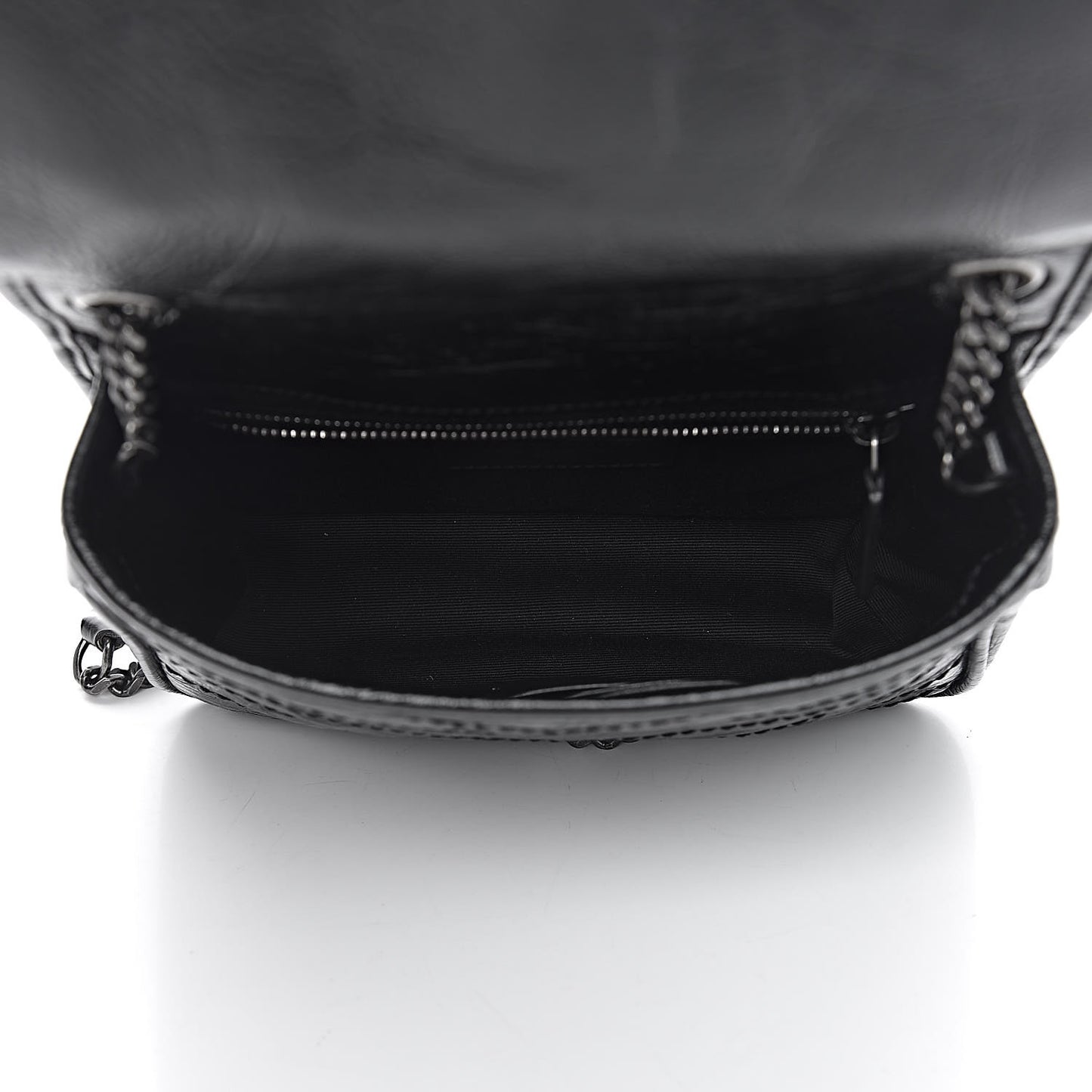 Crinkled Calfskin Matelasse Monogram Niki Chain Wallet Black